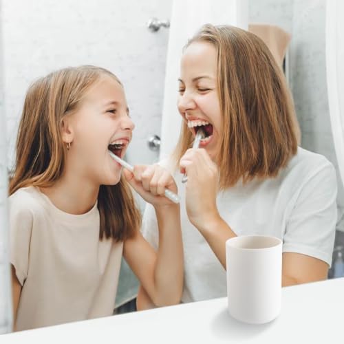 300ml Bathroom Cup, Wall Mounted Toothbrush Holders Reusable Water Cup Drinking Cups for Home Travel Bathroom Accessories (White) - color: White