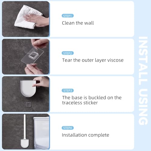 RV Silicone Toilet Brush with Holder, Drill-Free Wall Mounted Toilet Bowl Cleaner, Anti-Drip Anti-Roll Compact Brush for RV Camper & Small Bathroom (White 2pc) - color: White 2pc