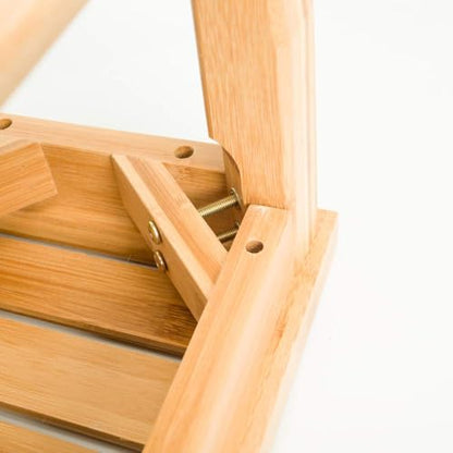 soges Bamboo Shower Bench, Waterproof Shower Stool with Storage Shelf, Wood Bath Organizer Seat, KS-HSJ-04 - color: Teak