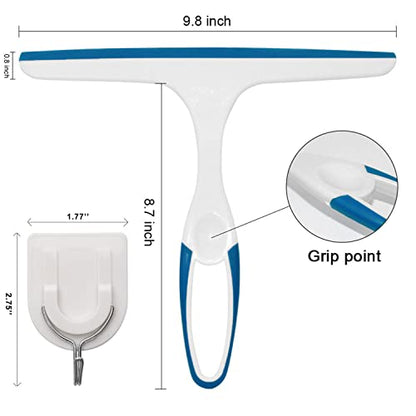 3 Pack Rubber Glass Shower Door Squeegee with 3 Shower Hooks, Multifunctional Squeegee Tool - color: Multib