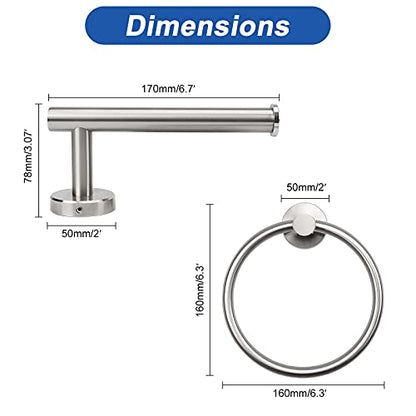 NearMoon 2 Pieces Bathroom Hardware Accessories, Towel Ring and Toilet Paper Holder- Stainless Steel Bath Towel Hanger and Hand Towel Holder, Wall Mounted (Brushed Nickel) - color: Brushed Nickel