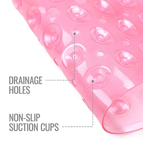 HealthSmart Bath Mat Extra Large No Slip Shower & Bathtub Mat with Suction Cups and Drain Holes for Anti-slip Grip, Machine Washable, Extra Large, 40 x 15.5, Pink - color: Pink, size: 40" x 15.5" (Rectangular)