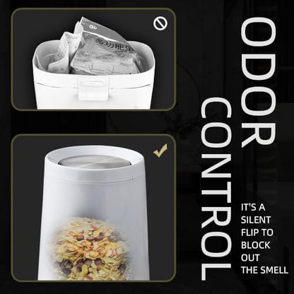 2.1Gallon/8L Metal Trash Can with Lid,Large Capacity Trash Bin,White Garbage Can, Elegant Waste Basket,for Bathroom,Bedroom, Living Room,Office,Hotel,Business(32A white-8L) - color: 32A white-8L