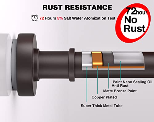 Oil Rubbed Bronze Tension Shower Curtain Rod – Adjustable 18-39 Inches, Fits 20-38 Inch Spaces, No Drill Rust Resistant Spring Rod for Bathroom, Kitchen, Bedroom, Balcony - color: Bronze, size: 18-39 inch without hooks