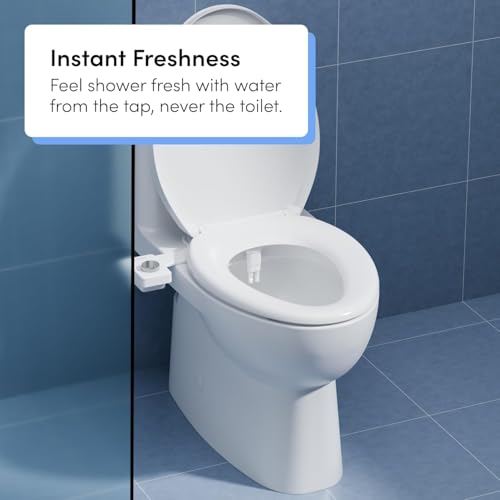 TUSHY Fresh Dual Nozzle Cool Water Bidet, Chrome Knob | Ultra Slim Toilet Seat Attachment, Non-Electric, 180° Front and Rear Wash, Self-Cleaning, 10 Minute DIY Install - color: Chrome Knob, style: Dual Nozzle