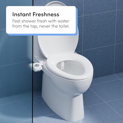 TUSHY Fresh Dual Nozzle Cool Water Bidet, Chrome Knob | Ultra Slim Toilet Seat Attachment, Non-Electric, 180° Front and Rear Wash, Self-Cleaning, 10 Minute DIY Install - color: Chrome Knob, style: Dual Nozzle
