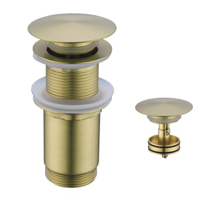 All Metal Bathroom Sink Drain,Pop-up Drain with Detachable Basket Stopper,Anti-Clogging Drain Strainer,Hair Catcher,for Vanity Vessel Sink Without Overflow,Brushed Gold,SE83997PB-BG - color: Brushed Gold(without Overflow)