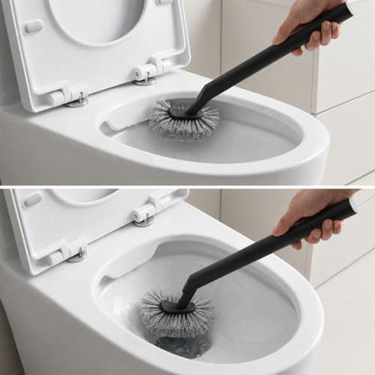 Toilet Plunger and Bowl Brush with Holder, Heavy Duty Toilet Brush and Plunger Set for Bathroom Cleaning, 1 Set (Black) - color: Black