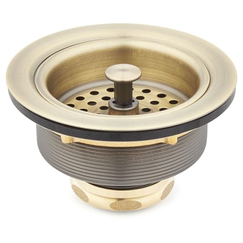 Signature Hardware 482758 4-1/2" Basket Strainer with Tailpiece - color: Aged Brass