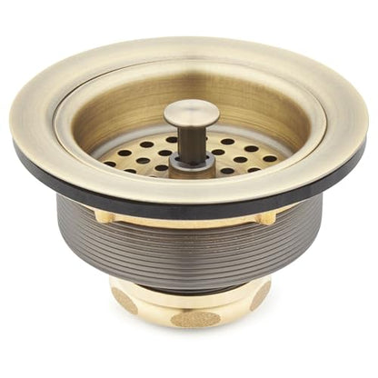Signature Hardware 482758 4-1/2" Basket Strainer with Tailpiece - color: Aged Brass