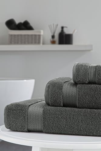 Ozdilek 6-Piece Bath Towel Set, 2 Bath, 2 Hand, 2 Wash, 100% Cotton Turkish Towels, 2 Bath Towels (30x60/550 GSM), 2 Hand Towels (16x30/575 GSM), 2 Washcloths (13x13/600 GSM) (Anthracite Gray) - color: Antrazit