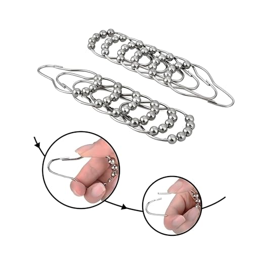 12 PCS Silver Shower Curtain Hooks Rings, Rust-Resistant Metal Double Glide Shower Hooks for Bathroom Shower Rods Curtains, Set of 12 Hooks, Silver - color: Silver