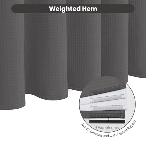 Inhousolu No Hook Shower Curtain with Removable Snap-in Liner, Waffle Weave 230 GSM Polyester, Weighted Hem, Water Repellent Washable, 72 x 72 Inch, Graphite Gray - color: Graphite Gray, size: 72"W x 72"L (Pack of 1)