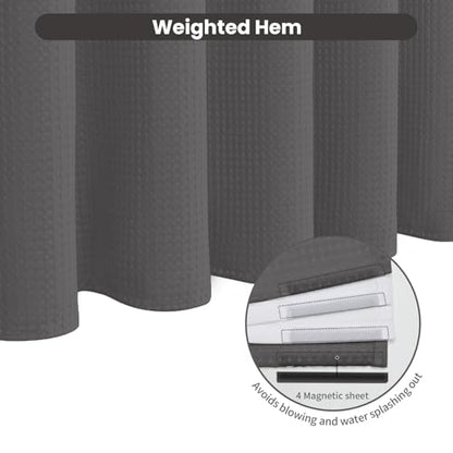 Inhousolu No Hook Shower Curtain with Removable Snap-in Liner, Waffle Weave 230 GSM Polyester, Weighted Hem, Water Repellent Washable, 72 x 78 Inch, Graphite Gray - color: Graphite Gray, size: 72"W x 78"L (Pack of 1)