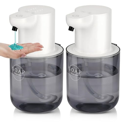 2 Pack Automatic Soap Dispenser, Touchless Automatic Liquid Soap Dispenser, Electric Wall Mounted Dispenser, 13.5oz/380ML USB Rechargeable with 4-Level Adjustment for Bathroom, Kitchen & Office - color: White, size: Liquid