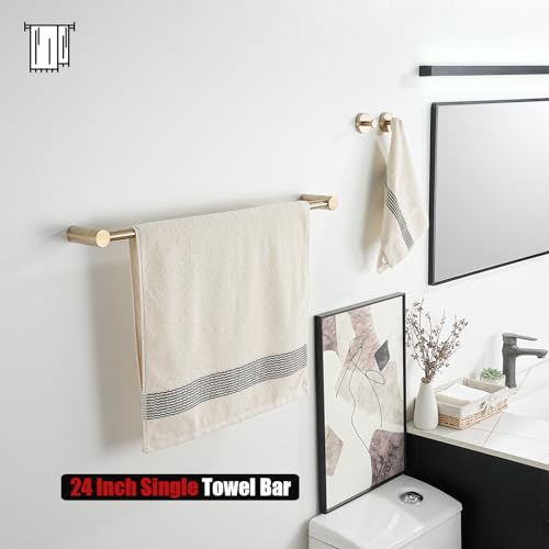 JQK Towel Bar Champagne Bronze, 26.5 Inch 304 Stainless Steel Thicken 0.8mm 2 Pieces Towel Rack Bathroom Wall Mount, Useable Length 24 Inch, TB610L24-CB - color: Champagne Bronze, size: 26.5 Inch