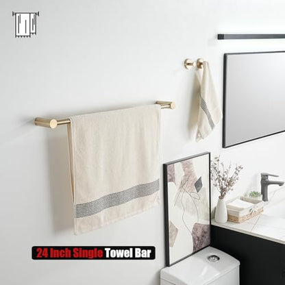 JQK Towel Bar Champagne Bronze, 26.5 Inch 304 Stainless Steel Thicken 0.8mm 2 Pieces Towel Rack Bathroom Wall Mount, Useable Length 24 Inch, TB610L24-CB - color: Champagne Bronze, size: 26.5 Inch