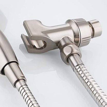 Universal Shower Head Holder for Handheld Shower Head, Adjustable Shower Arm Mount Bracket with Brass Swivel Ball, Shower Head Support - Brushed Nickel - color: Brushed Nickel