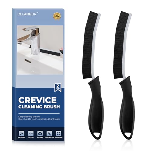 CLEANGOR Crevice Cleaning Brushes, Cleaner Scrub Brush Tool for Tight Space | Home Essentials, Cleaning Supplies for Hard to Reach Corner, Shower, Bathroom, Kitchen, Toilet, Window