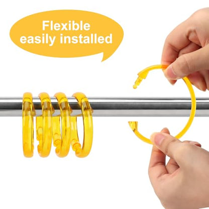 Golden Yellow Shower Curtain Hooks - 12 Pcs Circular Plastic Shower Curtain Rings for Bathroom - O Shaped Gold Yellow Shower Hooks Rings for Shower Curtain Rod - color: Golden Yellow