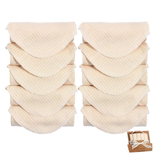 10-Pack Organic Cotton Baby Washcloths | Ultra-Soft Soft Wash Cloths for Babies, Infant, Kids, Toddler | Lightweight Face Cloths for Boys & Girls | Gentle Baby Rags (Stripes) - color: Stripes