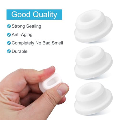 Gosknor 10pcs Silicone Sink Overflow Hole Cover, Round Spillover Cap Ring Stopper for Kitchen Bathroom Basin Easy-Fit Overflow Drain Cover Insert Plug for Home Bath Kitchen Washbasin Sinks (White)