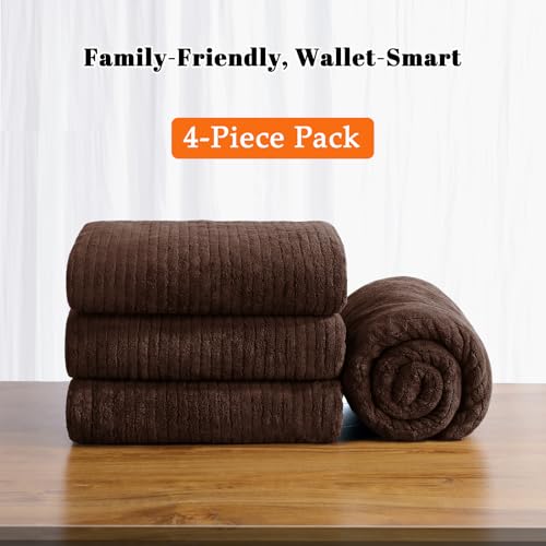 Bath Towels Set of 4 Extra Large 35 x 70 Inches,Luxury Thick High Absorbent and Quick Dry Bath Sheet,Ultra Soft Microfiber,Bathroom,Beach,Yoga,Sport,SPA,Fitness (Brown) - color: Brown, style: 4 Piece Bath Towels