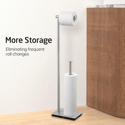KES Freestanding Toilet Paper Holder Stand with Reserve | Heavy Base, Toilet Paper Storage for Bathroom, SUS304 Stainless Steel Brushed Steel, BPH286S1B-2 - color: Brushed Grey