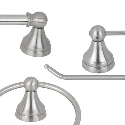 Globe Electric 50700 3-Light Vanity All-in-One Bathroom Set, 5 Piece Brushed Steel Finish, 70, Bulb Not Included - color: Brushed Steel