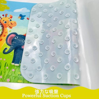 Cute Cartoon Non-Slip Bath Mat for Tub - Anti-Slip Kids Bathtub Mat, Slip-Resistant Shower Mat for Bathroom Safety, 35 X 15.3 Inch, Easy to Clean (Jungle) - color: Jungle