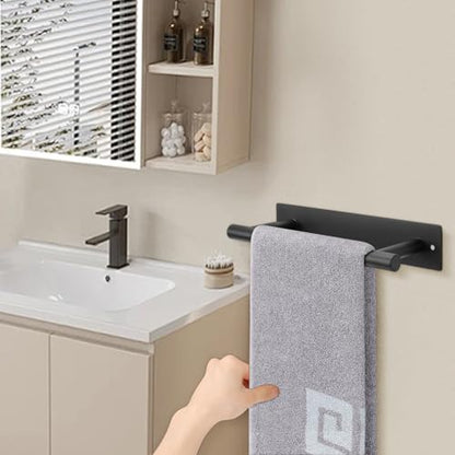 NearMoon Self Adhesive Hand Towel Holder/Towel Ring, Stainless Steel Hand Towel Bar Rustproof Stick on Wall-Towel Rack for Bathroom/Kitchen, Sticky and Wall Mounted (1, Matte Black) - color: Matte Black