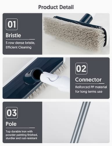 Floor Scrubber with Long Handle, 2 in 1 Scrubbing Brush Stiff Bristle Shower Cleaning Brush for Bathroom, Kitchen, Tub, Carpet, Grout, Tile(Gray) - color: Gray