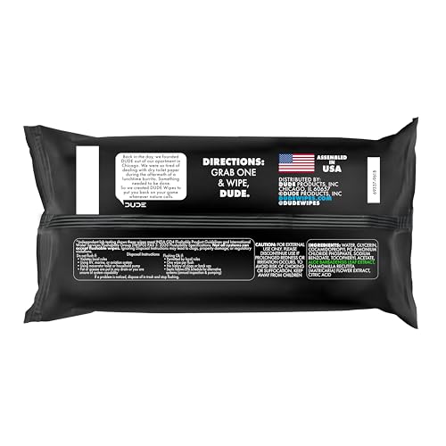 DUDE Wipes Unscented Adult Flushable Wet Wipes, Sensitive Skin, 48 Count | 1 pack of 48 extra large flushable butt wipes. Hypoallergenic plastic-free wipes. 99% water, vitamin E, aloe. Septic safe. - size: 48 Count (Pack of 1)