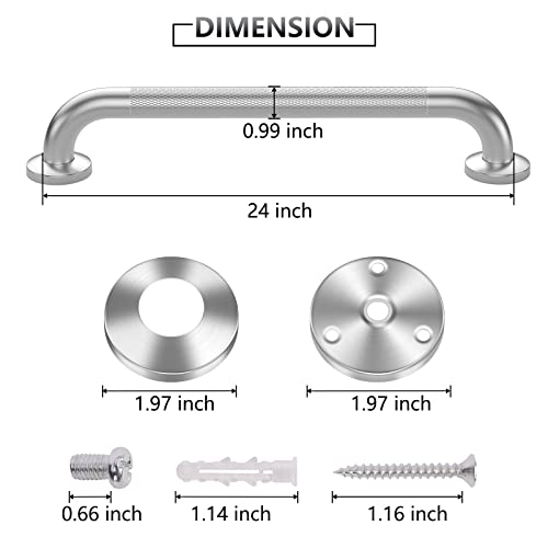 2 Pack 24 Inch Grab Bars for Bathtubs and Showers, Anti Slip Grab Bars Safe | Stainless Steel Shower Handle Toilet Handicap Elderly Senior Assist Bathroom Saft Handle - size: 24 Inch
