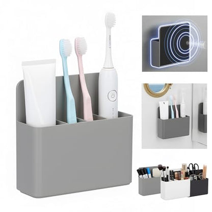 Magnetic Toothbrush Holder – Cruise Must-Have Wall-Mount Bathroom Organizer – Cruise Essentials 2025 & 2026 for Royal Caribbean, Alaska & Caribbean Staterooms (Grey) - color: Grey