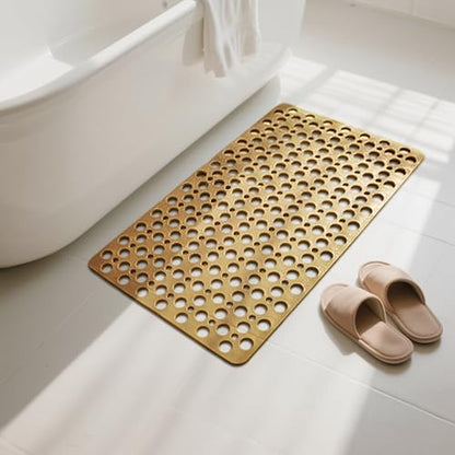 Bath Mat for Tub, 28 X 15 Inches Easy Clean Non Slip Machine Washable Large Bathroom Mat Set with Suction Cups and Drain Holes,Durable Grey Bath Mat for Home,Bathroom,Inside Shower Floor,Bathtub - color: Coffee