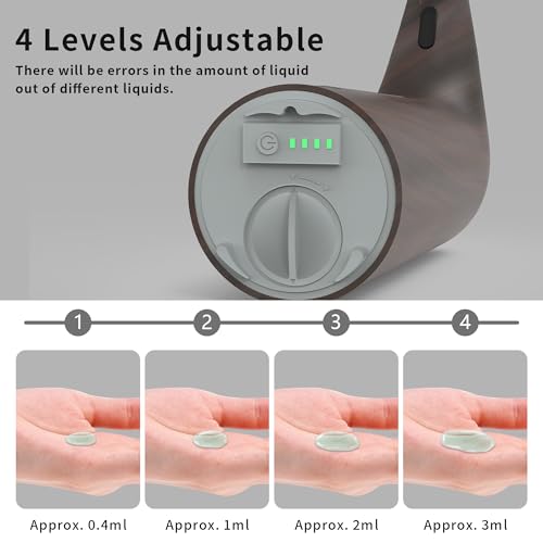 Automatic Liquid Soap Dispenser, 4-Level,13.5oz Touchless | Plastic,400ml Electric Battery Operated Hand & Dish Countertop Soap Dispensers with Sensor for Bathroom,Kitchen Sink - color: Dark Grain, style: Battery