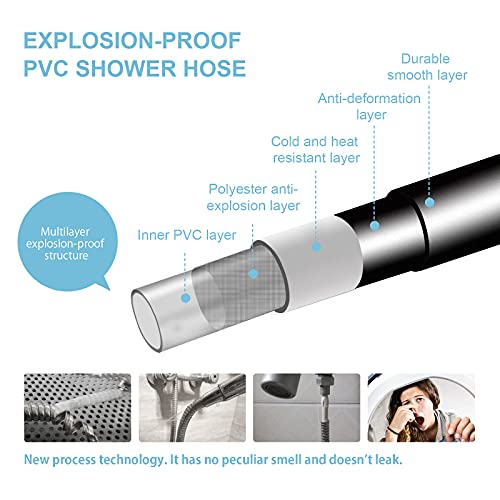 OFFO Ultra-Flex Shower Hose, 198 in Premium RV PVC Handheld Shower Head Hose Flex Hoses Extension with Brass Insert and Nut for Bathing Pet Bathing, Matte Black - color: Matte Black, size: 198 in