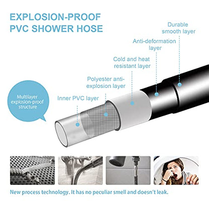 OFFO Ultra-Flex Shower Hose, Premium RV PVC Handheld Shower Head Hose Flex Hoses Extension with Brass Insert and Nut for Bathing Pet Bathing, 100 in Matte Black - color: Matte Black, size: 100 in