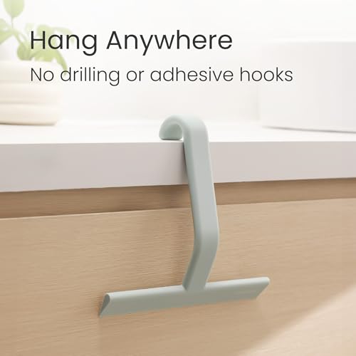 JustHang Shower Squeegee with Built-in Hook, 10-Inch Sage Green | Award-Winning Design, All-One-Piece Soft-Touch Silicone, for Glass Door, Bathroom, Window, Mirror, Tile Wall, Car - color: Sage Green