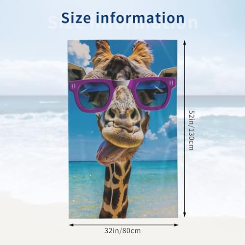 Funny Giraffe Beach Towel Summer Animal Microfiber Sand Free Towels for Adult Kids Quick Dry Ultra Absorbent Soft Pool Travel Swim Bath Shower Towel Gifts 52” x 32” - color: Beach Towel25