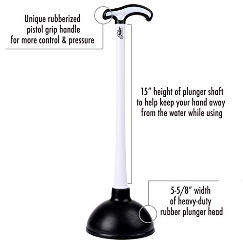 Fuller Brush Bowl Brush & Plunger in Caddy Set– 16-Inch Long Handle Brush – Pistol Grip Rubberized Plunger, Wide Base Caddy, Bathroom, Rim, Trap Cleaner (Pack of 1) - size: 16" Bowl Brush + Plunger
