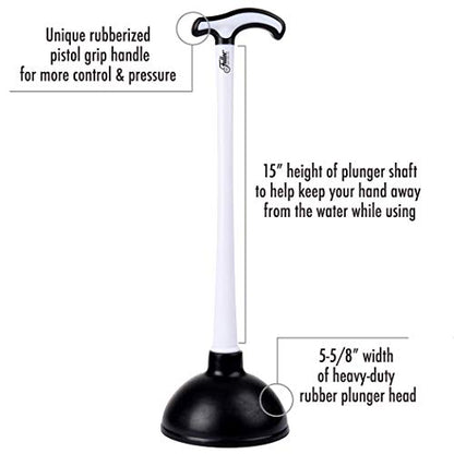 Fuller Brush Bowl Brush & Plunger in Caddy Set– 16-Inch Long Handle Brush – Pistol Grip Rubberized Plunger, Wide Base Caddy, Bathroom, Rim, Trap Cleaner (Pack of 1) - size: 16" Bowl Brush + Plunger