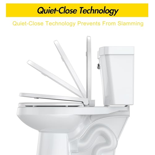 Toilet Seat Cover Elongated – Durable PP Toilet Seat with Slow Close Hinges, Easy Clean White Replacement for American Standard Toilets - color: White, size: Elongated Toilet Seat