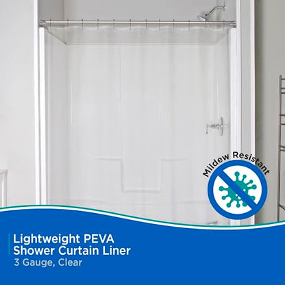Kenney KN61433 Lightweight 3 Gauge Waterproof PEVA Shower Curtain Liner with Durable Eyelet Hang Holes and Weighted Magnetic Hem for Bathroom, 70" W x 72" H, Clear, 1-Pack - color: Clear, size: 72"W x 70"L (Pack of 1)