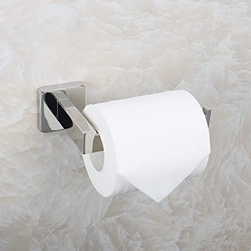 NearMoon Square Hand Towel Holder+ Square Toilet Paper Holder, Premium SUS304 Stainless Steel Rustproof Wall Mounted Towel Ring and Toilet Roll Holder for Bathroom, Kitchen, Washroom, Chrome Finish