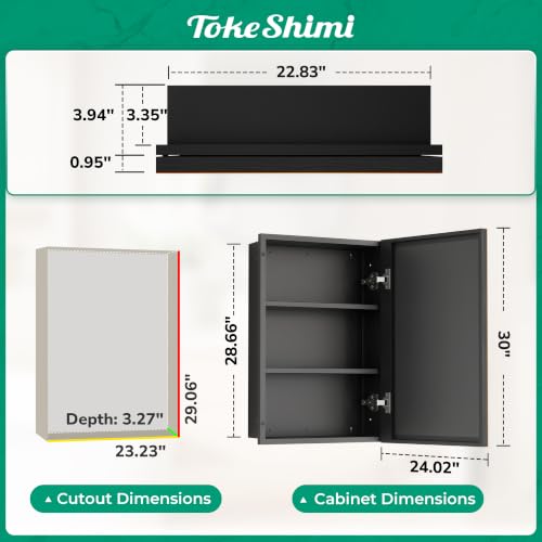 TokeShimi 24 x 30 Recessed Medicine Cabinet, Oil Rubbed Bronze Bathroom Medicine Cabinet with Mirror, Stepless Adjustable Shelves, Beveled Aluminum Frame, DTC Hinge - color: Oil Rubbed Bronze, size: 24x30 IN