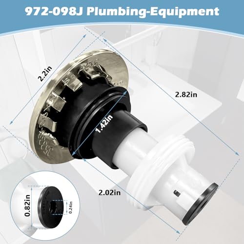 972-098J Plumbing-Equipment Brushed Nickel Drain Sink Stopper | 972098J Drain Sink Plug Part Push & Seal Drain Stopper Assembly 35338-06XX