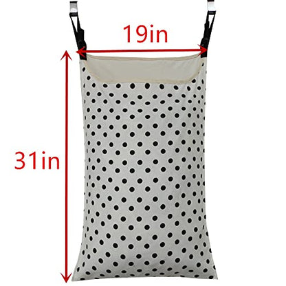 Adjustable Space Saving Door Hanging Laundry Hamper Bag Dorm Laundry Bag,Wide Open Top Over The Door Laundry Hamper with Free Hanging Hooks