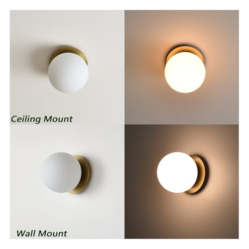 Wall Sconces, 1 Light Modern Globe Sconce in Aged Brass, Wall Light for Bedroom Bathroom Living Room & Hallway Vanity Lighting, Ceiling Light Fixture - color: Aged Brass, size: 1-Light